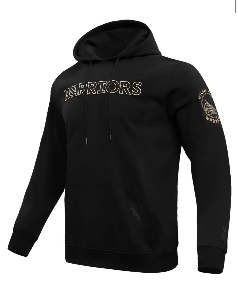 Pro Standard Golden State Warriors Black Pullover Hoodie Gold Logo Size L